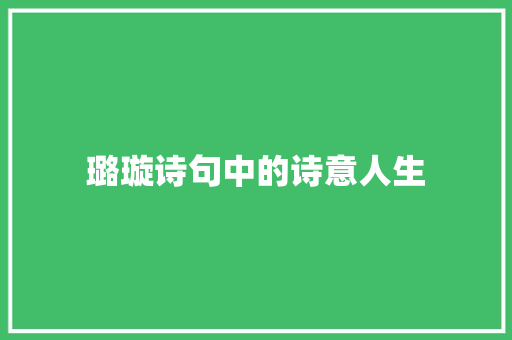 璐璇诗句中的诗意人生