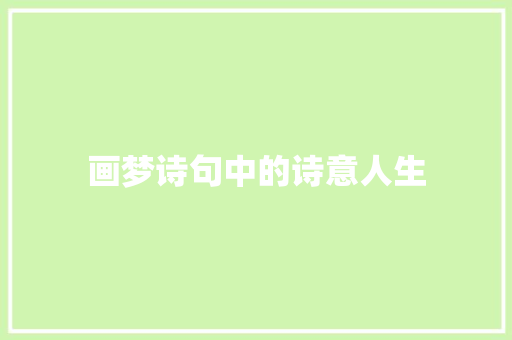 画梦诗句中的诗意人生