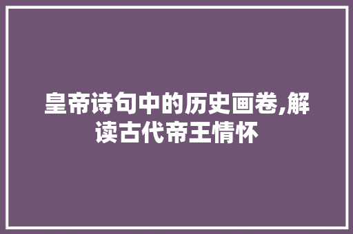 皇帝诗句中的历史画卷,解读古代帝王情怀