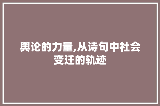 舆论的力量,从诗句中社会变迁的轨迹