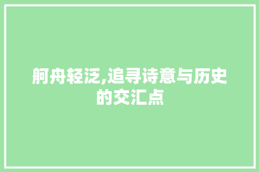 舸舟轻泛,追寻诗意与历史的交汇点