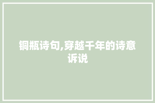 铜瓶诗句,穿越千年的诗意诉说