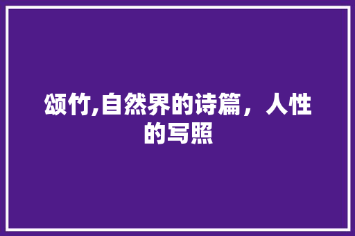 颂竹,自然界的诗篇，人性的写照 工作总结