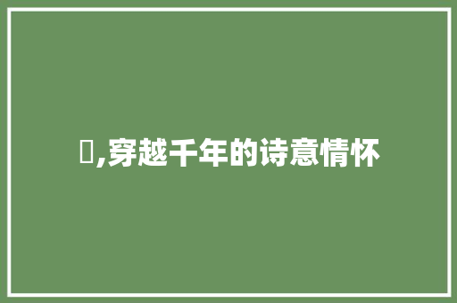 髬,穿越千年的诗意情怀