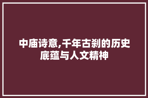 中庙诗意,千年古刹的历史底蕴与人文精神