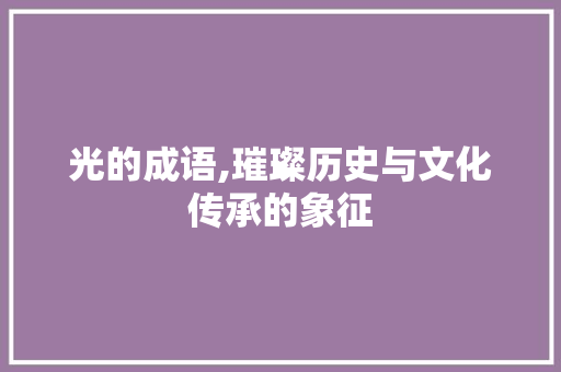 光的成语,璀璨历史与文化传承的象征