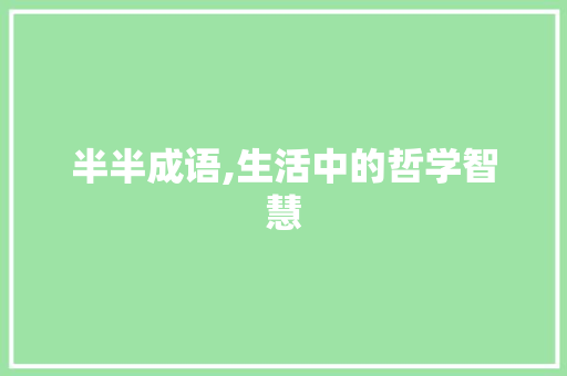 半半成语,生活中的哲学智慧 成语大全