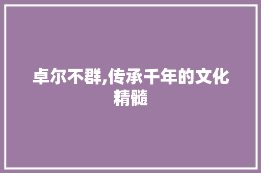 卓尔不群,传承千年的文化精髓 成语大全