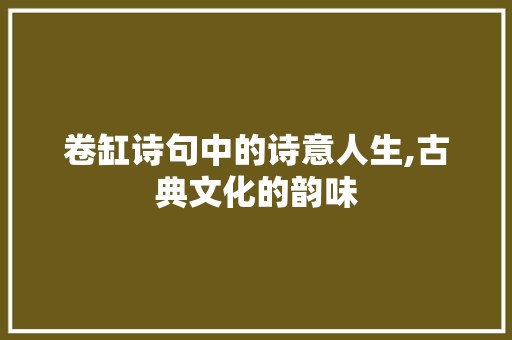 卷缸诗句中的诗意人生,古典文化的韵味