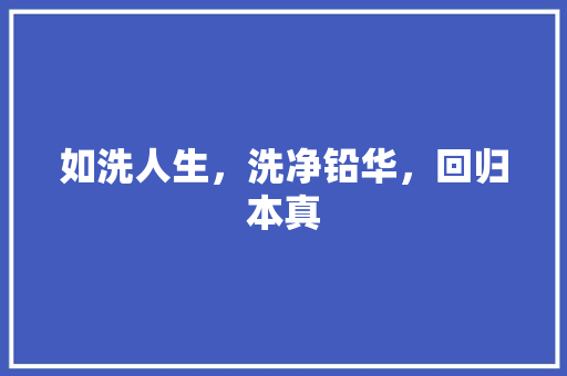 如洗人生，洗净铅华，回归本真