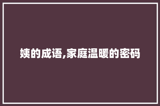 姨的成语,家庭温暖的密码