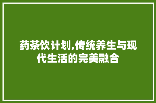 药茶饮计划,传统养生与现代生活的完美融合