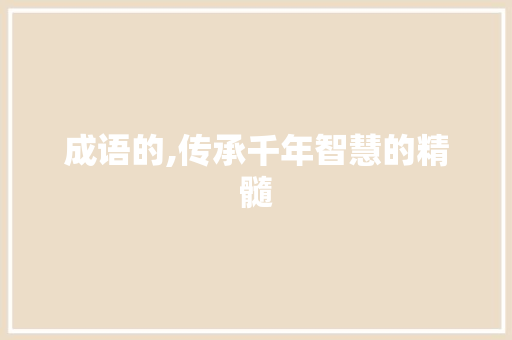 成语的,传承千年智慧的精髓