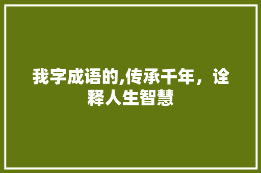 我字成语的,传承千年，诠释人生智慧