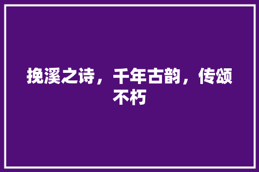 挽溪之诗，千年古韵，传颂不朽 合同范本