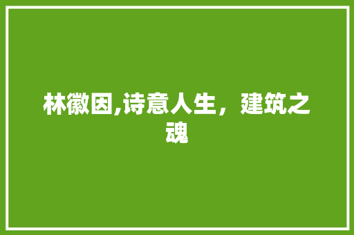 林徽因,诗意人生，建筑之魂
