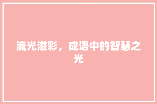 流光溢彩，成语中的智慧之光