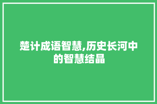 楚计成语智慧,历史长河中的智慧结晶 名人名言