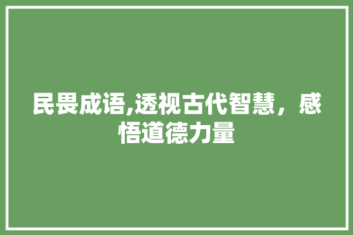 民畏成语,透视古代智慧，感悟道德力量