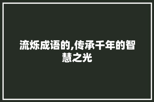 流烁成语的,传承千年的智慧之光