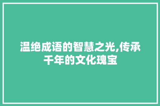 温绝成语的智慧之光,传承千年的文化瑰宝 诗词鉴赏