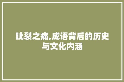 眦裂之痛,成语背后的历史与文化内涵 成语大全