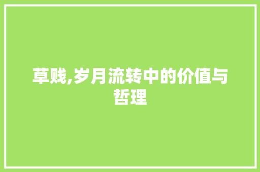 草贱,岁月流转中的价值与哲理