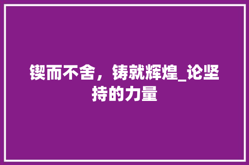 锲而不舍，铸就辉煌_论坚持的力量