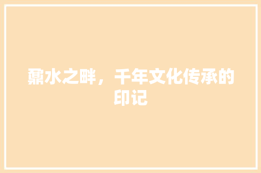 鼐水之畔，千年文化传承的印记 国学经典