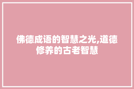 佛德成语的智慧之光,道德修养的古老智慧