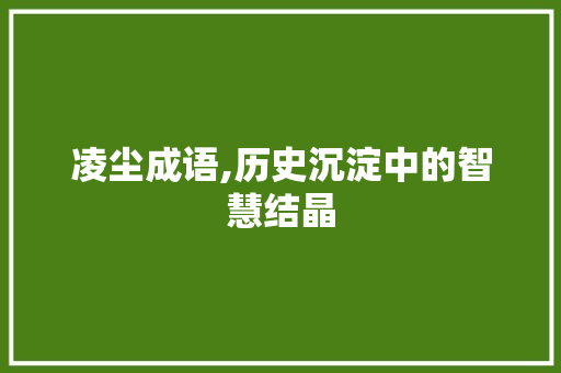 凌尘成语,历史沉淀中的智慧结晶