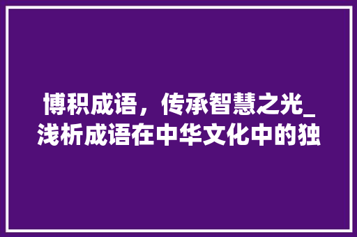 博积成语，传承智慧之光_浅析成语在中华文化中的独特
