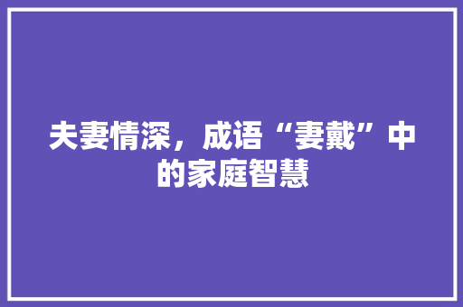 夫妻情深，成语“妻戴”中的家庭智慧 诗词鉴赏