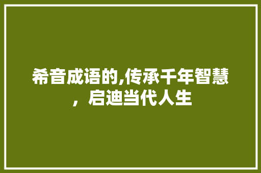 希音成语的,传承千年智慧，启迪当代人生