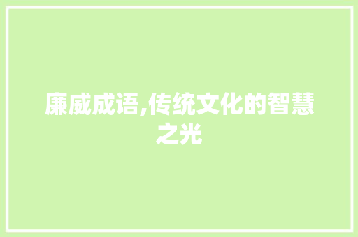 廉威成语,传统文化的智慧之光
