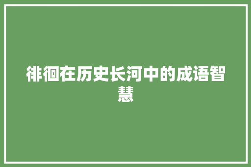 徘徊在历史长河中的成语智慧