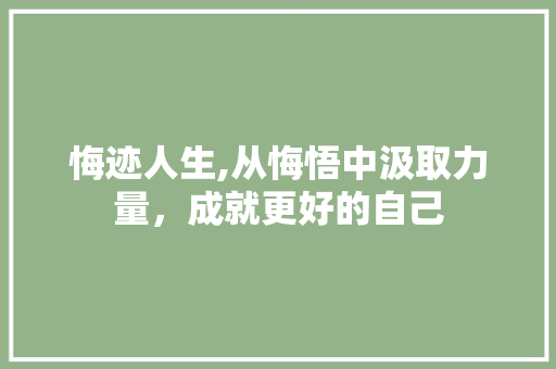 悔迹人生,从悔悟中汲取力量，成就更好的自己