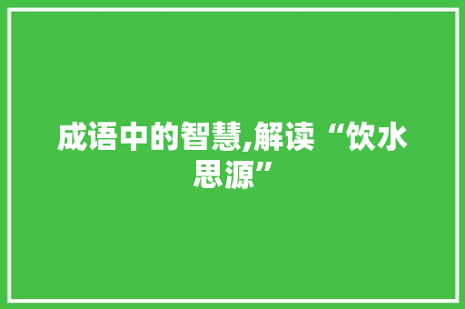 成语中的智慧,解读“饮水思源”
