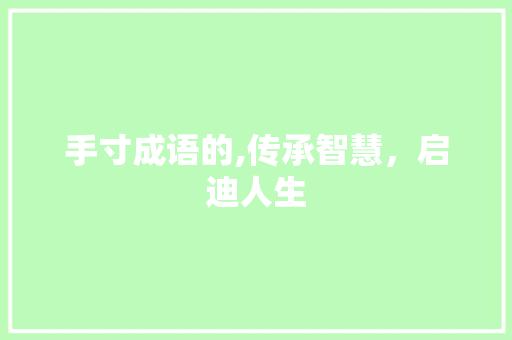 手寸成语的,传承智慧，启迪人生