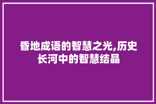 昏地成语的智慧之光,历史长河中的智慧结晶