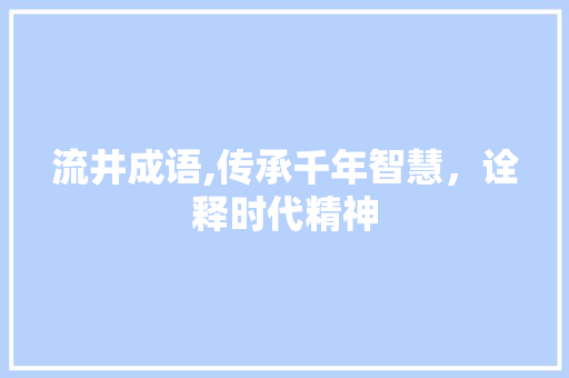 流井成语,传承千年智慧，诠释时代精神