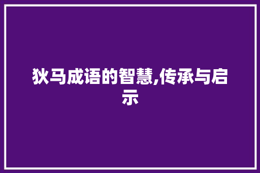 狄马成语的智慧,传承与启示