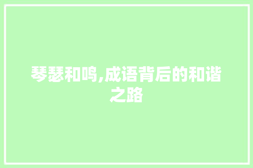 琴瑟和鸣,成语背后的和谐之路