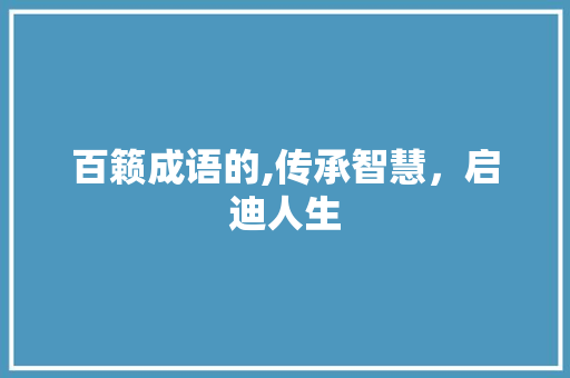 百籁成语的,传承智慧，启迪人生