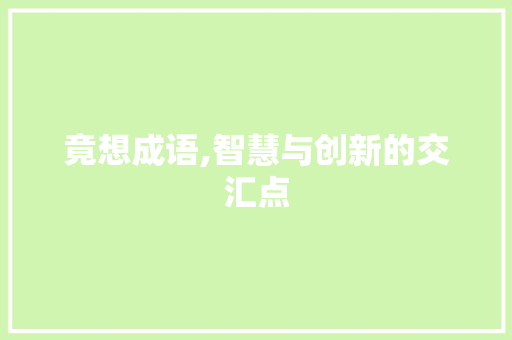 竟想成语,智慧与创新的交汇点