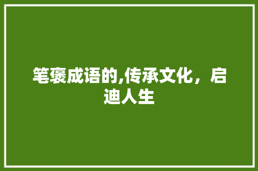 笔褒成语的,传承文化，启迪人生