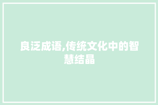 良泛成语,传统文化中的智慧结晶