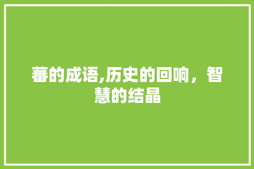 蕃的成语,历史的回响，智慧的结晶