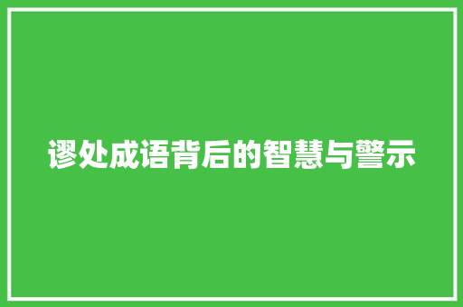谬处成语背后的智慧与警示