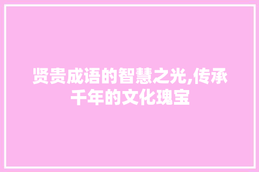 贤贵成语的智慧之光,传承千年的文化瑰宝